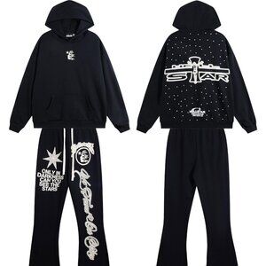Hellstar Star Print Hoodie & Flare Sweatpants Set